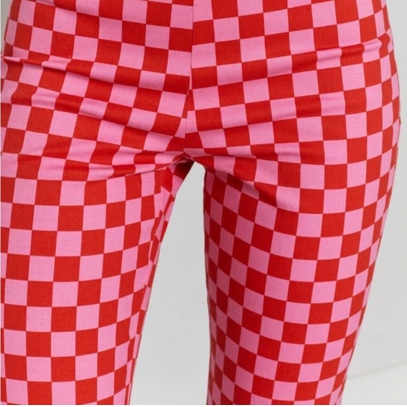 BEGINNING BOUTIQUE LORELAI. CHECK ANKLE PANT GREEN TURQUOISE  NWT S - Picture 11 of 11